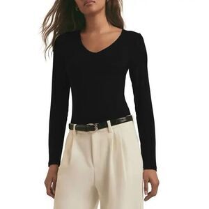 FAVORITE DAUGHTER Rib Bodysuit| Black in Medium